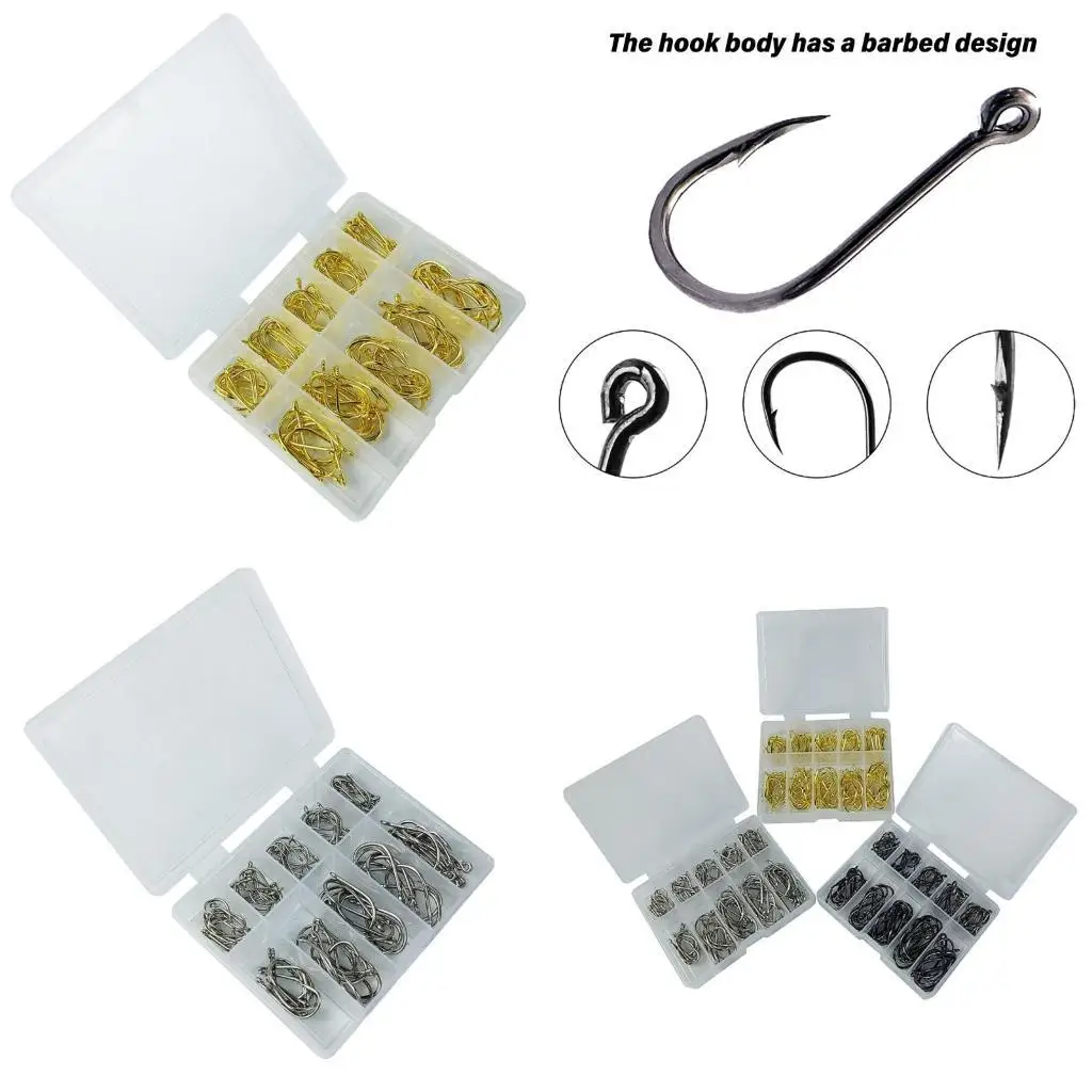 

R6FE 500Pcs Carbon Steel Eyed Fish Hook with Compartment Box Carp Circles Hook Carp Fishings Hook Fishing Accessories