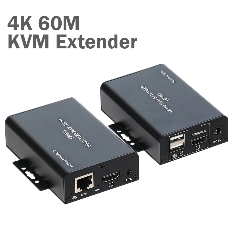 

4Kx2K 30 Гц HDTV KVM удлинитель 60 м через кабель RJ45 Cat6 HDTV KVM удлинитель передатчик приемник комплект поддержка мыши управления клавиатурой