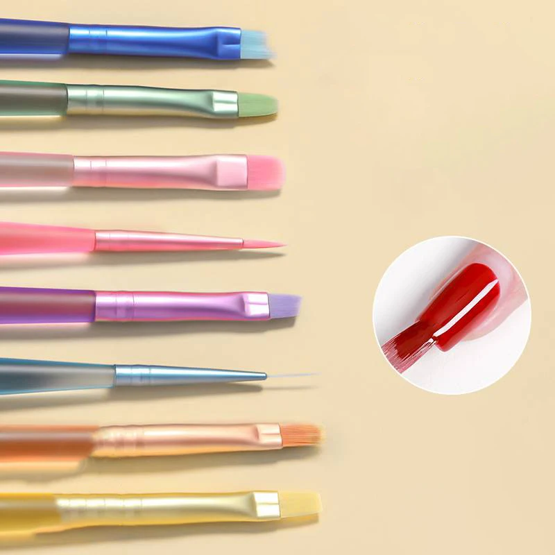 ชุดแปรงทำเล็บโดปามีน 8 ชิ้น/ชุด สำหรับออกแบบลายเพ้นท์เล็บ แกะสลัก จุดลาย ปากกาหัวแบน ปากกาหัวพัด สำหรับอะคริลิค เจลยูวี ยาทาเล็บ อุปกรณ์ทำเล็บ