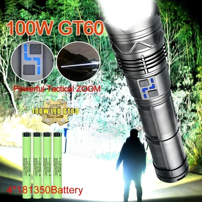 High Power Led Flashlight Super Bright Long Range Torch Rechargeable Ultra Powerful Outdoor Tactical Hand Lamp Camping Lantern