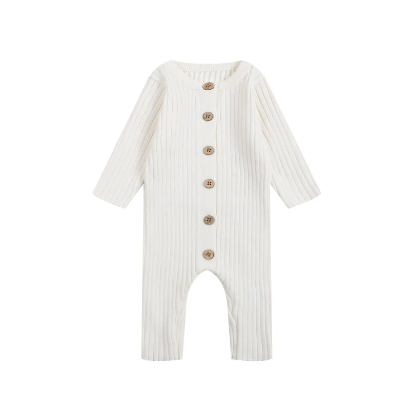 Autumn Winter Newborn Girl Knit Bodysuit Outdoor Long Sleeve Single Breasted Round Collar Baby Girls Jumpsuit Infant Girl Romper