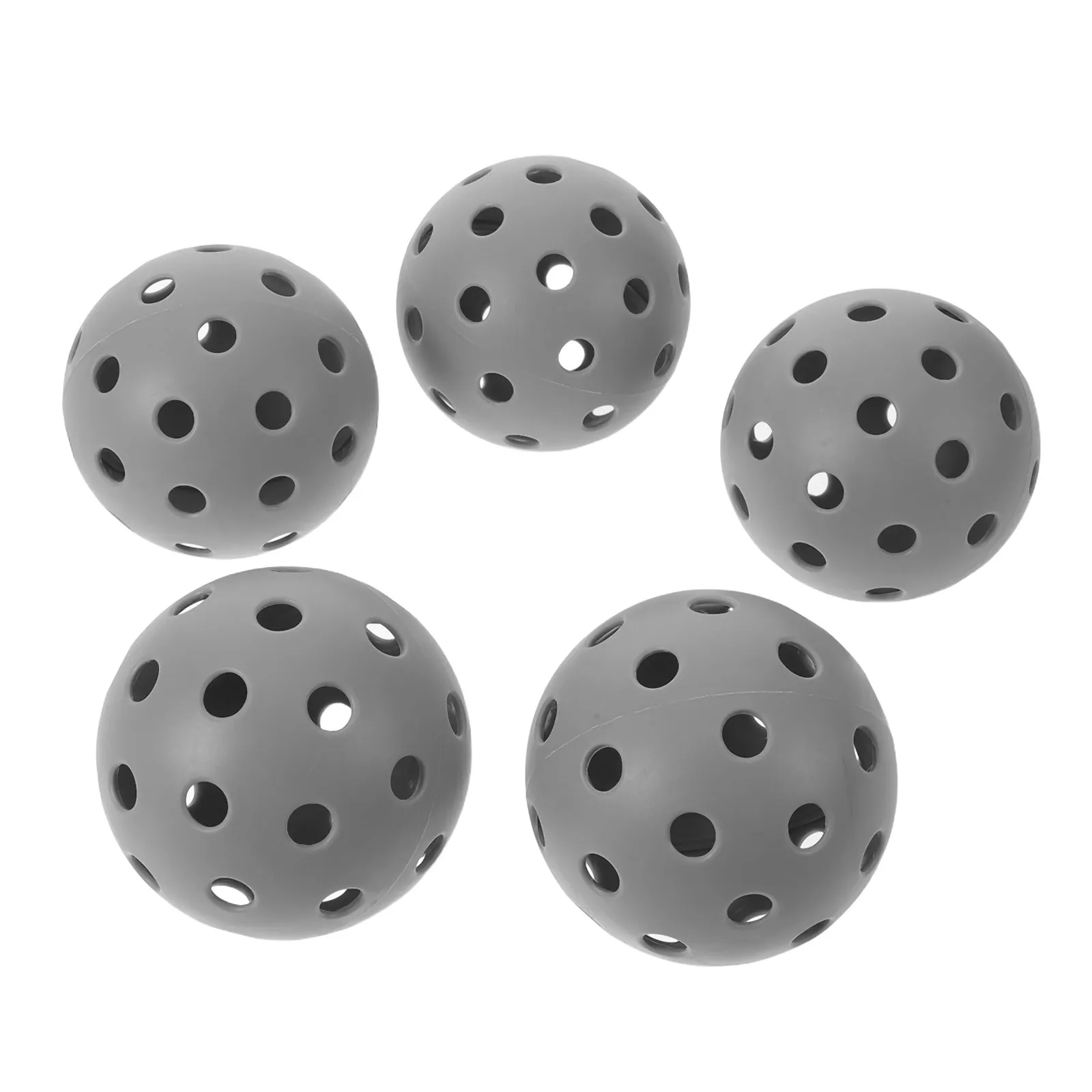

Набор из 5 мягких пластиковых мячей для пиклбола, 2,91 дюйма, серые, с 40 отверстиями, аэродинамический полый дизайн, для игры на улице и в помещении
