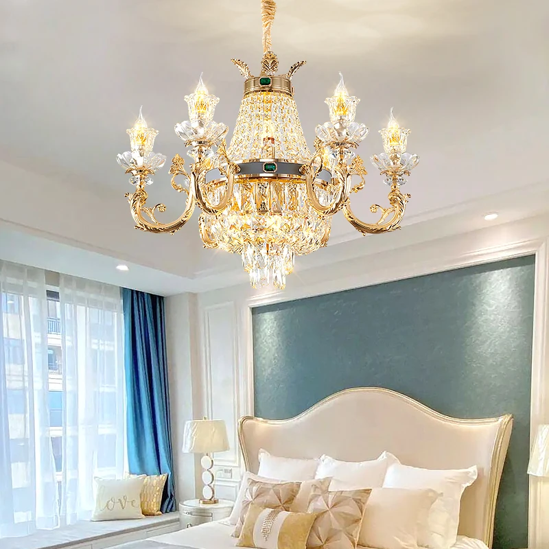 

WPD European Hanging Chandelier Luxury Crystal LED Pendant Lamp Modern for Home Living Dining Decor