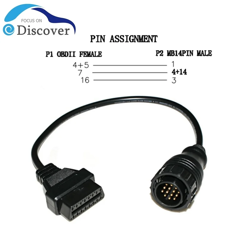 

Для Benz 14-контактный на 16-контактный разъем OBD2 автомобильного адаптера MB Star Sprinter 14-контактный на 16-контактный преобразователь OBD OBD2 кабель