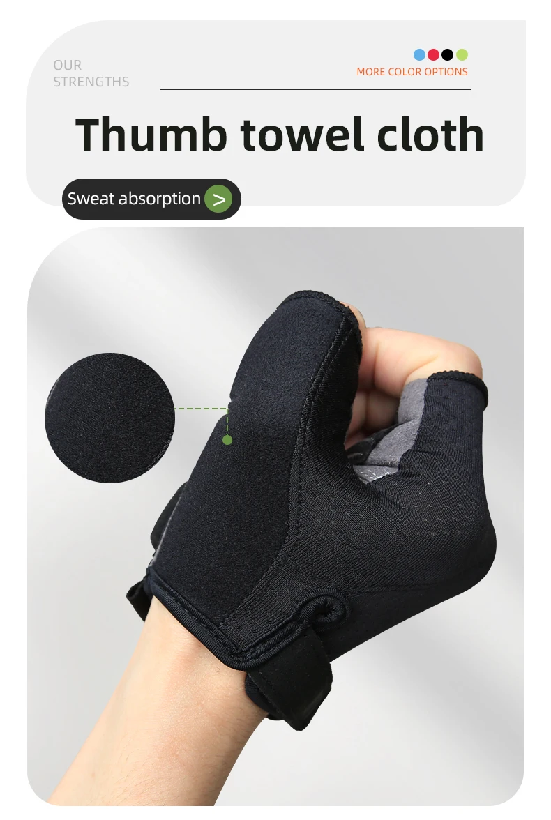 Fahrradhandschuhe mit halben Fingern, stoßfest, mit dickem GEL-Silikon, atmungsaktiv, rutschfest, für MTB, Rennrad, Radfahren, Schnellverschluss-Handschuhe – Detail 11