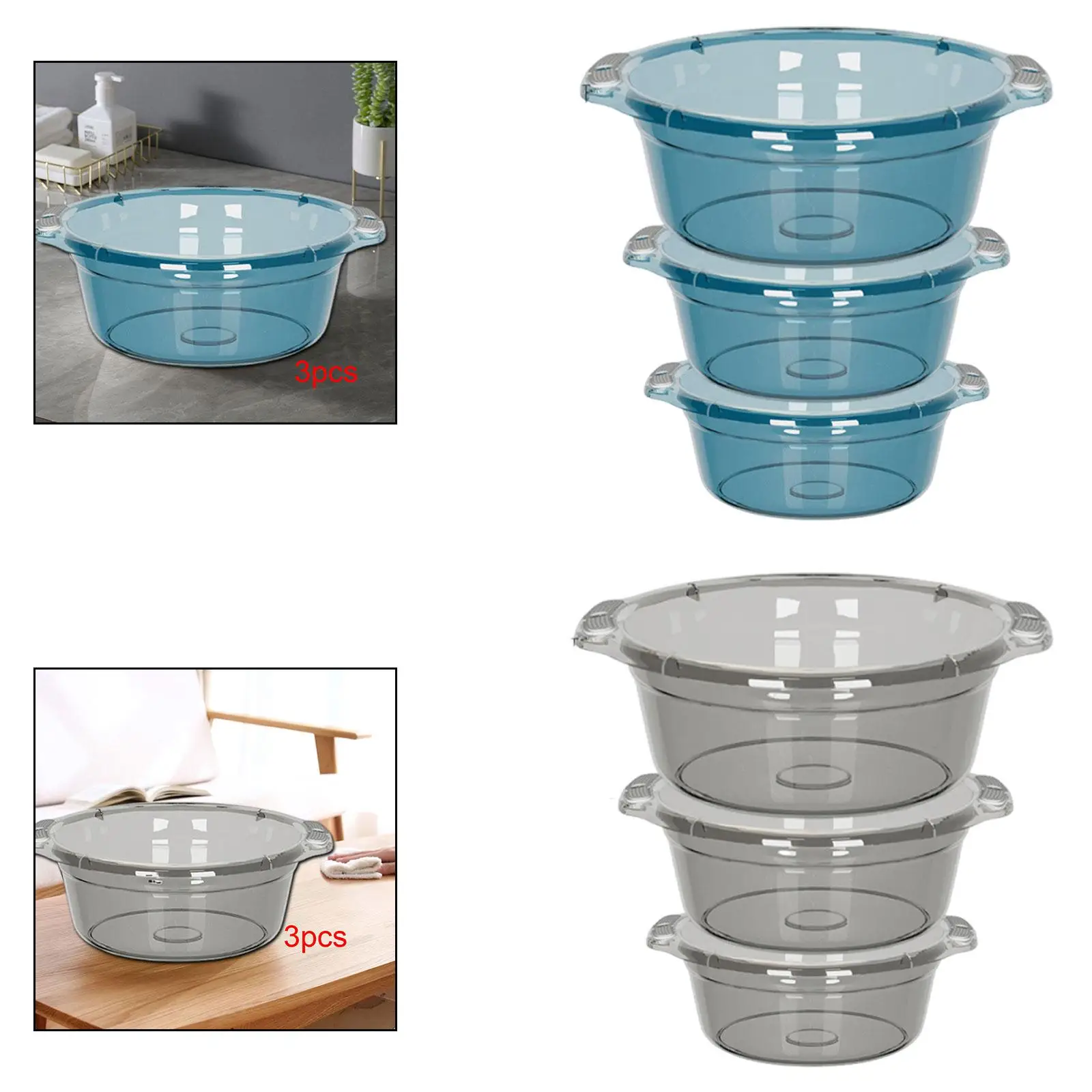 

3-piece Portable Dish Tub, Dish Baskets, Bowl, Laundry Basin, Sink for Washing