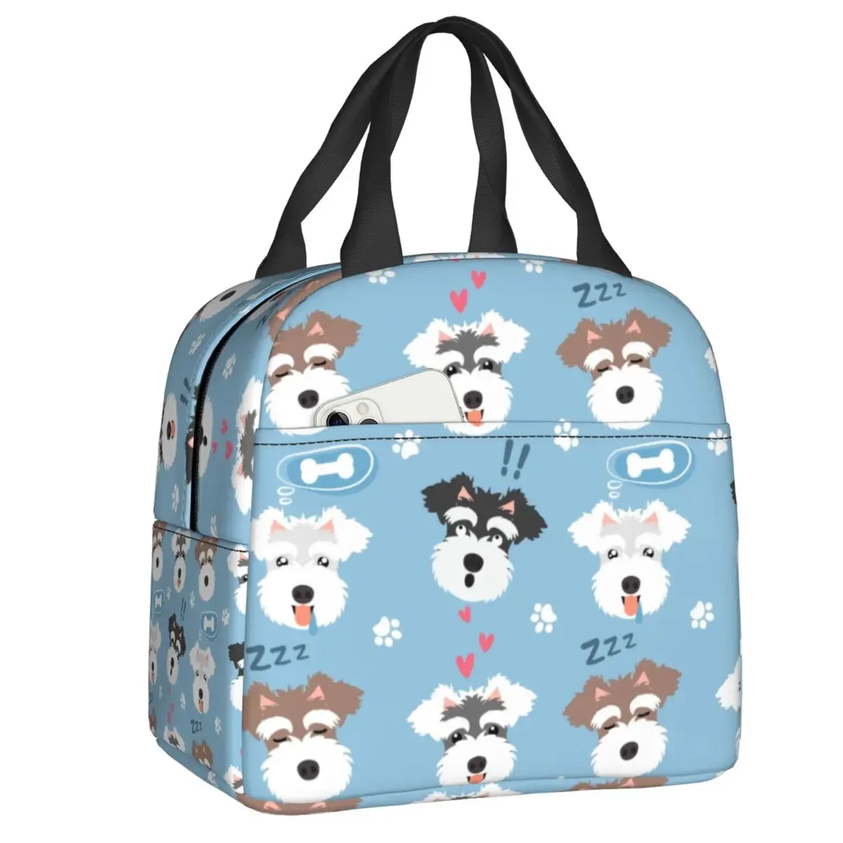 

Kawaii Miniature Schnauzer Dog Insulated Lunch Bags for School Office Pet Animal Cooler Thermal Lunch Box Women Children