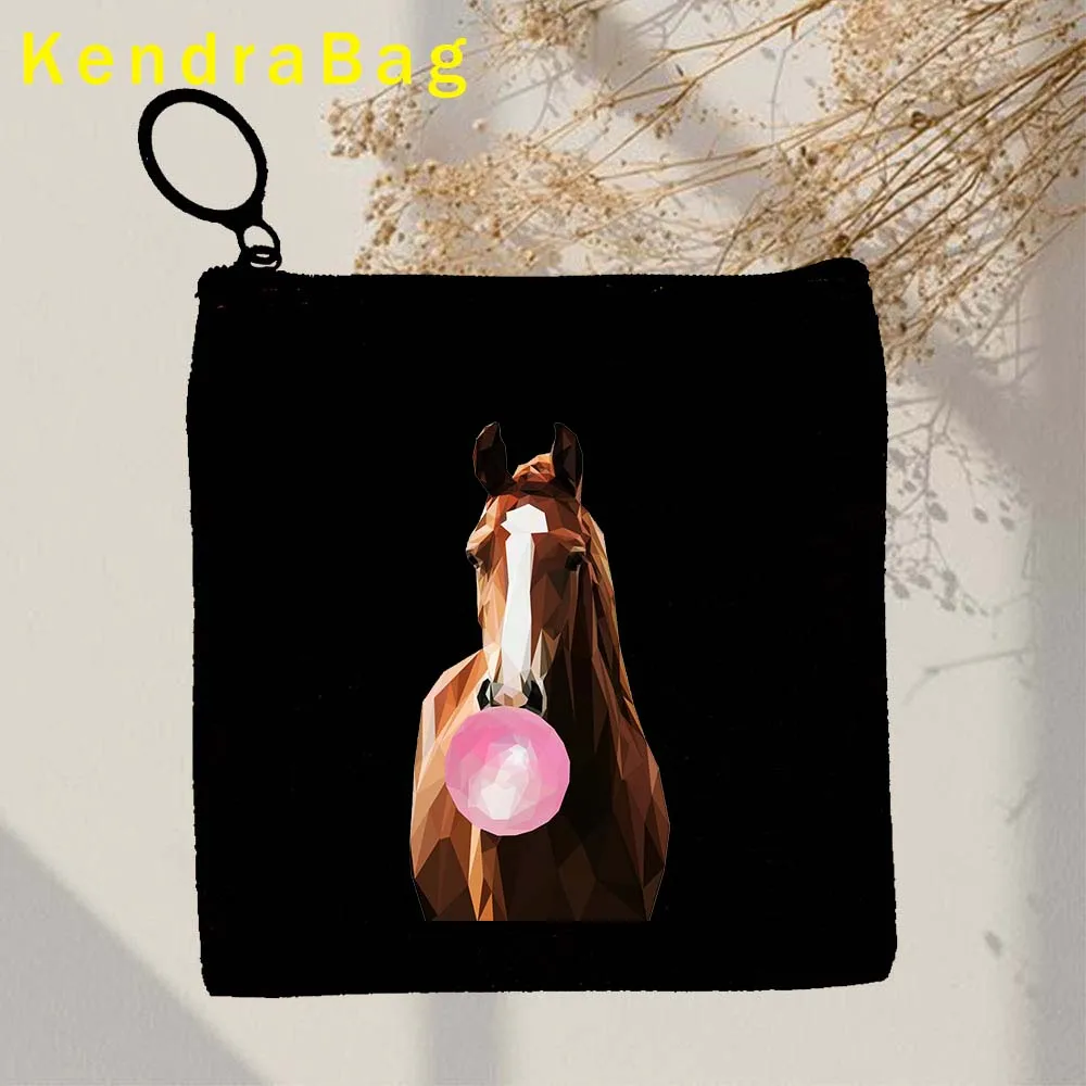 Funny Cute Bubble Gum Animal Horse Key Coin Purse Monkey Shark Panda Cat Dog Tiger Butterfly Sloth Llama Pouch Wallet Canvas Bag