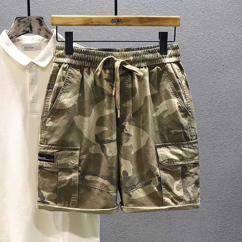 

Retro Camouflage Workwear Shorts Men's Summer Outdoor Sports Loose plus Size Multi-Pocket Leisure Street Trend Fifth Pants