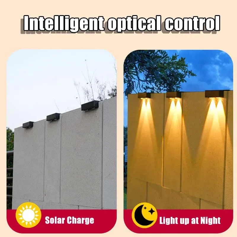 1/2/4/6/8 Pcs Solar Wall Lights Outdoor Wireless Ultra Strong Spotlight IP65 Waterproof Fence Lamp Illumination Garden Stairs