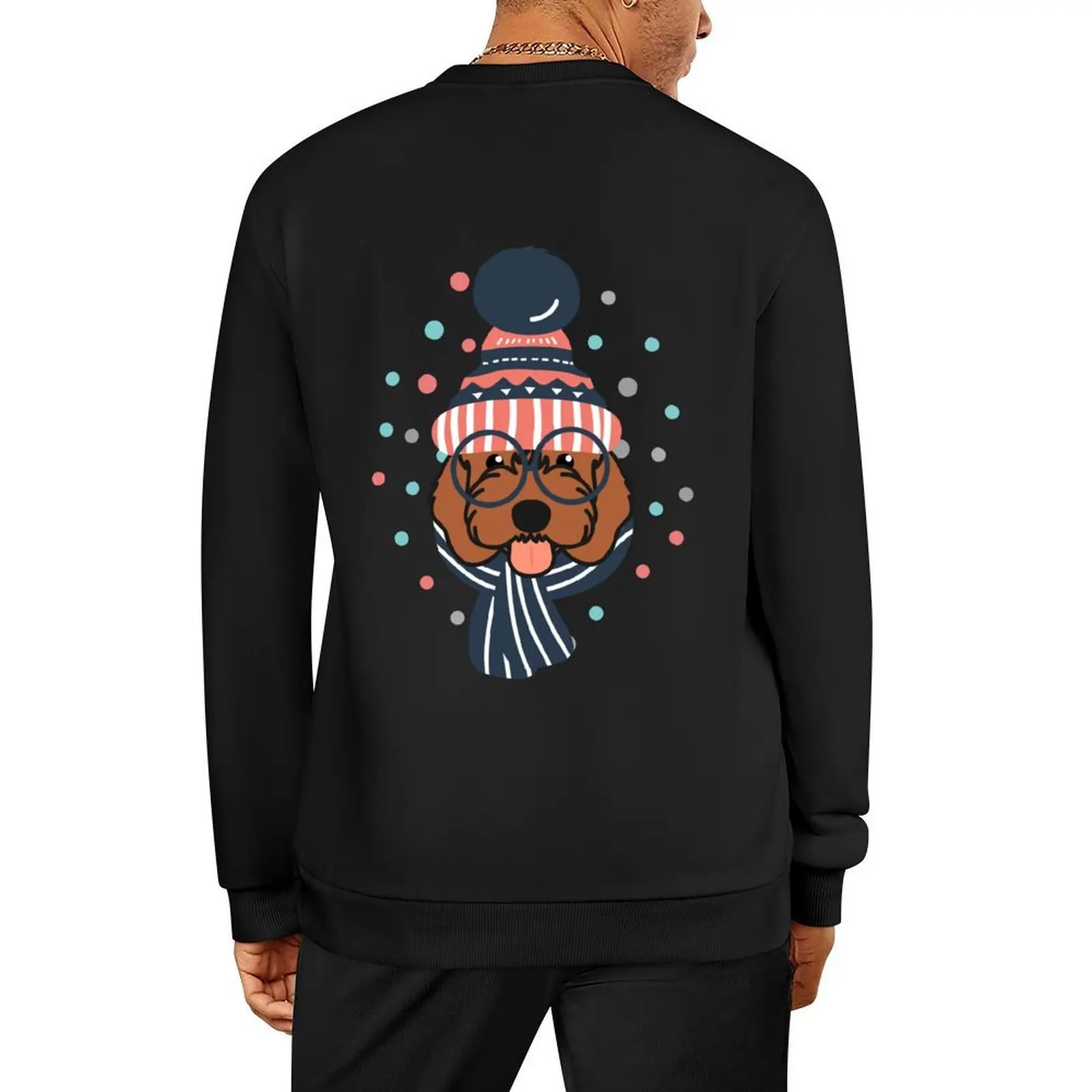 

Cute Red Ruby Cockapoo Cavapoo Cavoodle Dog in Snow Pullover autumn men's clothing men wear anime clothing new sweatshirts