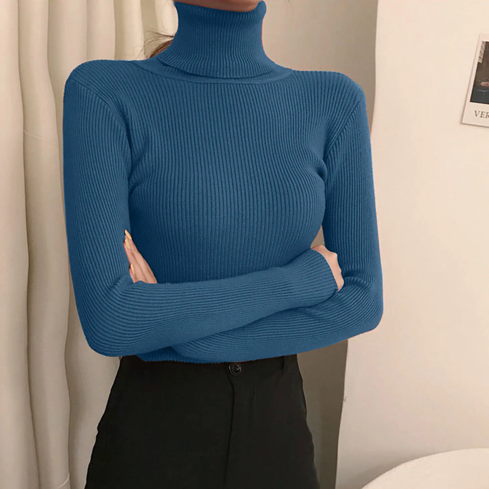 Women Fall Turtleneck Sweater Knitted Soft Pullovers Cashmere Jumpers Basic Soft Sweaters For Women 2024 Autumn Winter