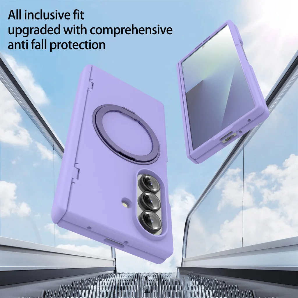 

360° Rotating Magnetic Holder Hinge Phone Case For Samsung Galaxy Z Fold 7 Fold7 Magsafe Wireless Charging Shockproof Cover