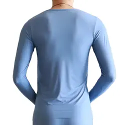 CLEVER-MENMODE Men's Undershirt Thermal Ultra-Thin Ice Silk Underwear Sheer T Shirt Long Johns Tops Tees Male Long Sleeves