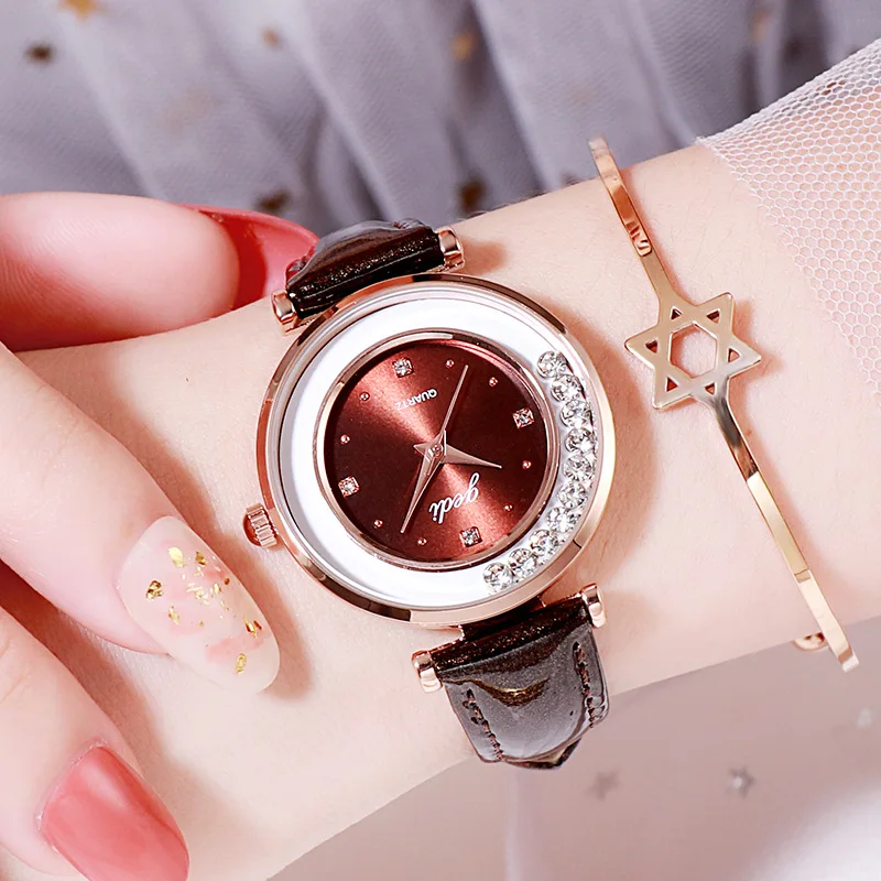 UTHAI CQ369 Flowing rhinestone Women watch waterproof student watch light luxury quartz watch, clock gift，watches for woman