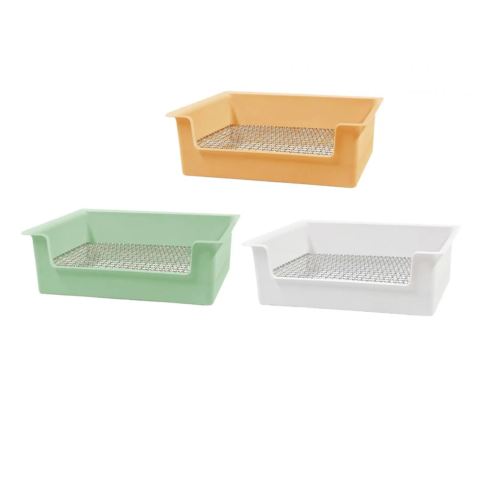 Rabbit Litter Box Pee Pan Tray with High Baffle, Grid Easy to Clean Bedpan