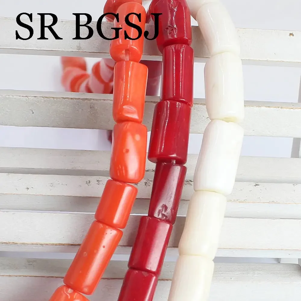 White Red Orange Column Natural Coral Bead Fashion Loose Isolation Beads For Jewelry Making DIY Bracelet Necklace Size 8-10mm