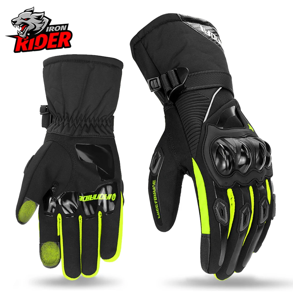 Guantes de Moto impermeables para hombre, manoplas cálidas para montar en Moto con pantalla táctil, protectores de invierno