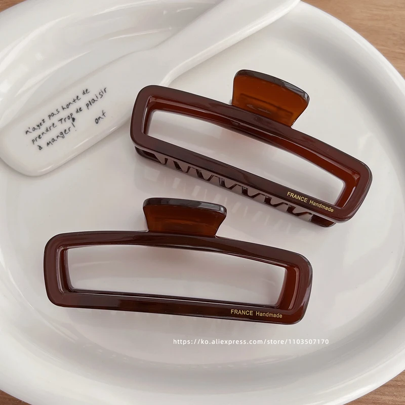 France, Korea rectangular chocolate brown hair clip clip clip, French large shark clip Simplicity、simpleShower Bath