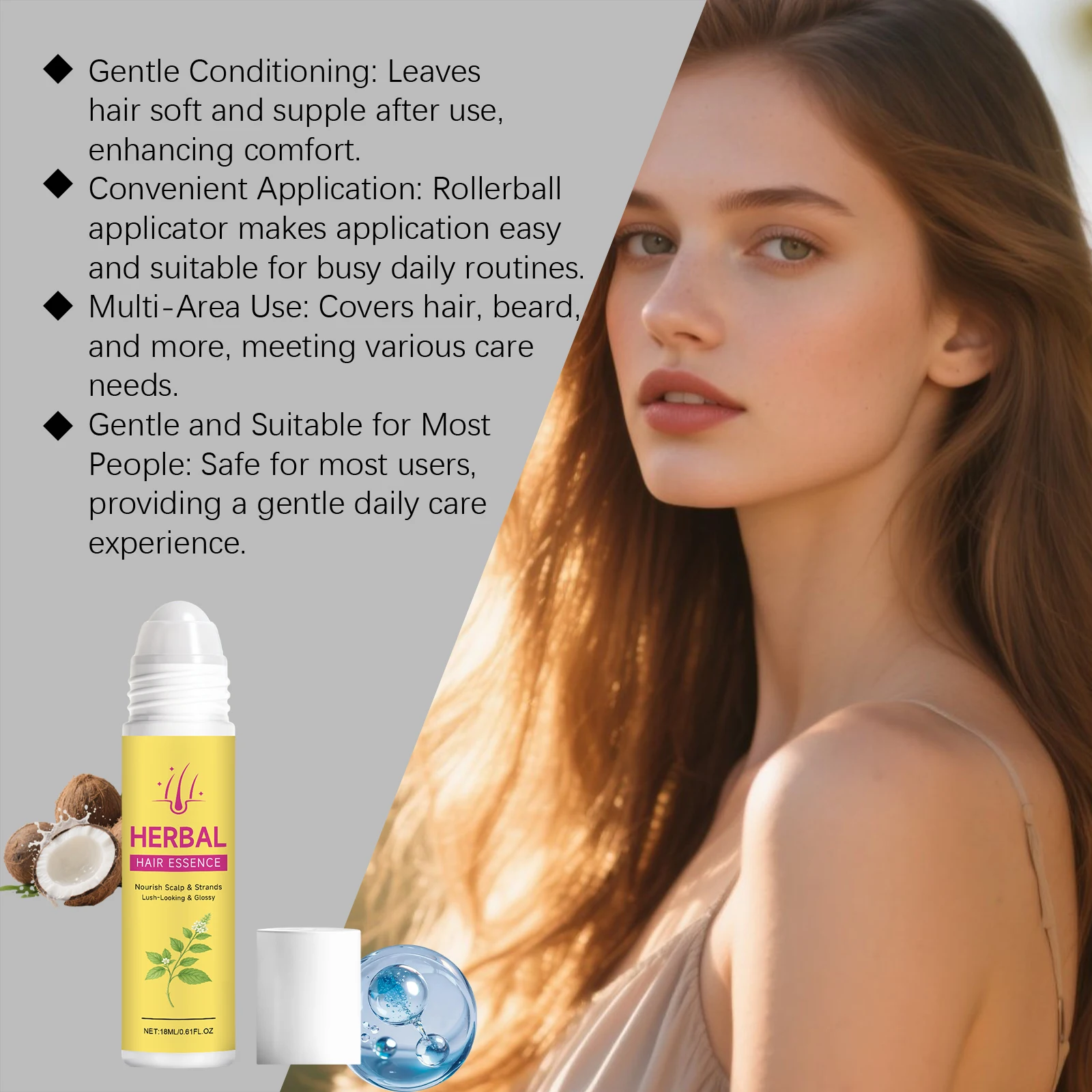 Herbal Hair Essence Gentle Enhance Shine Nourish Scalp Soothing Scent Promote Hair Growth Refreshing Non-greasy Care Hairs Serum