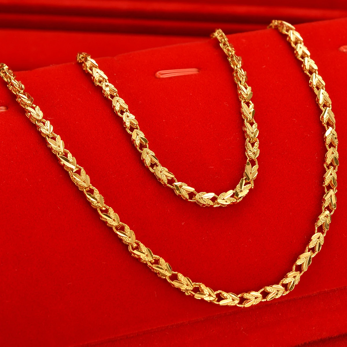 

Luxury Sand Gold 24K Gold Plated Necklace Thick Snake Bone Gold color Necklace Women Men's Wedding Engagement Jewelry Gifts