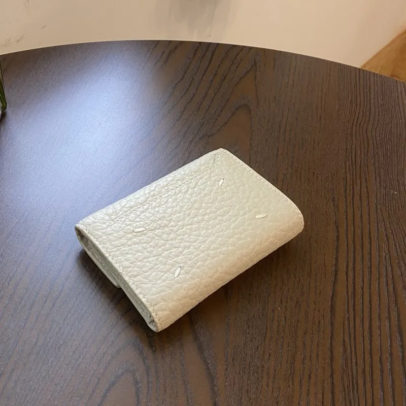 2025 Women's Cowhide Short Three-fold Wallet European American and Korean Version Folding Small Change Multi-purpose Wallet