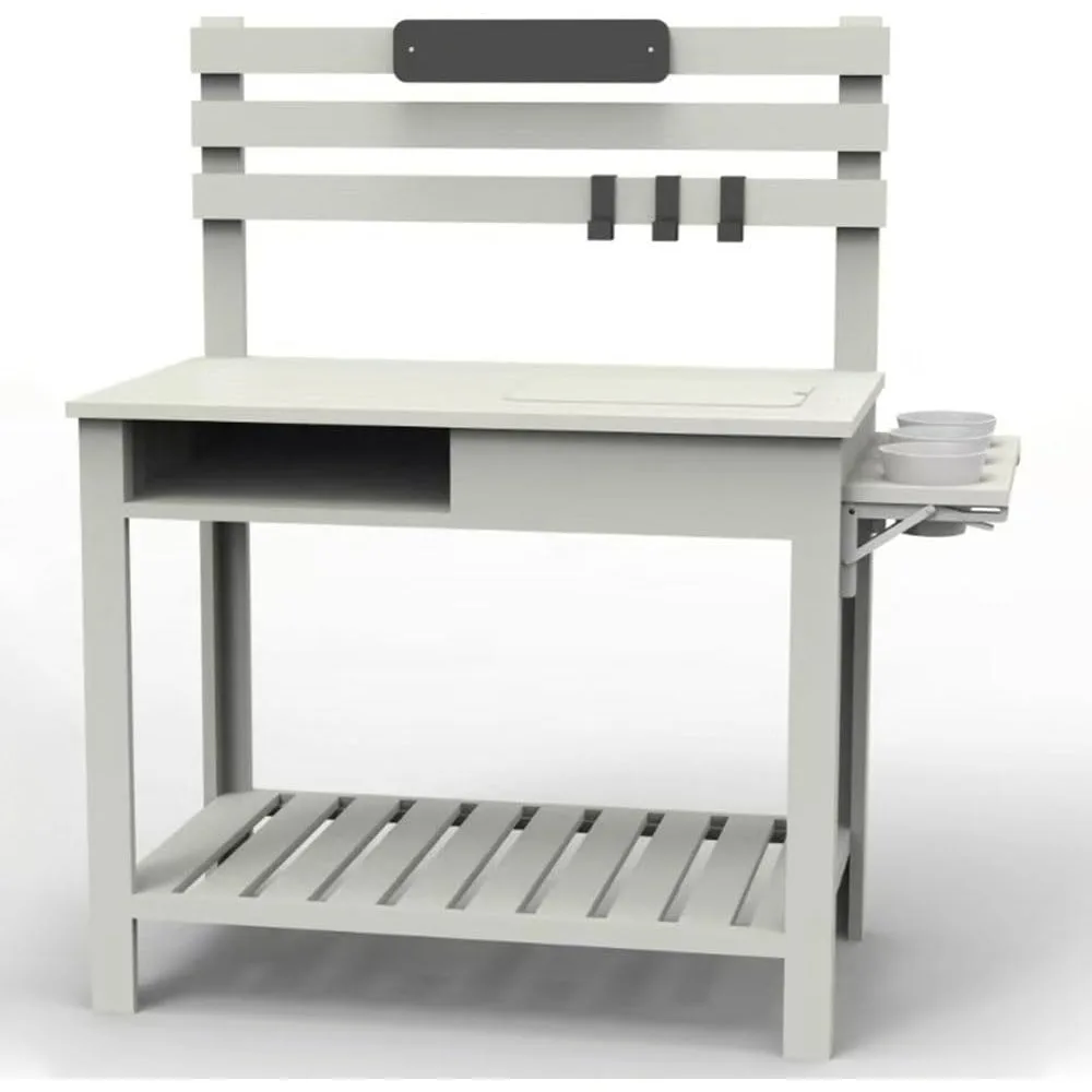 

Outdoor Potting Bench with Blackboard and Sink, Multi-Functional Garden Workbench Table for Courtyard, Balcony or Patio, Plantin