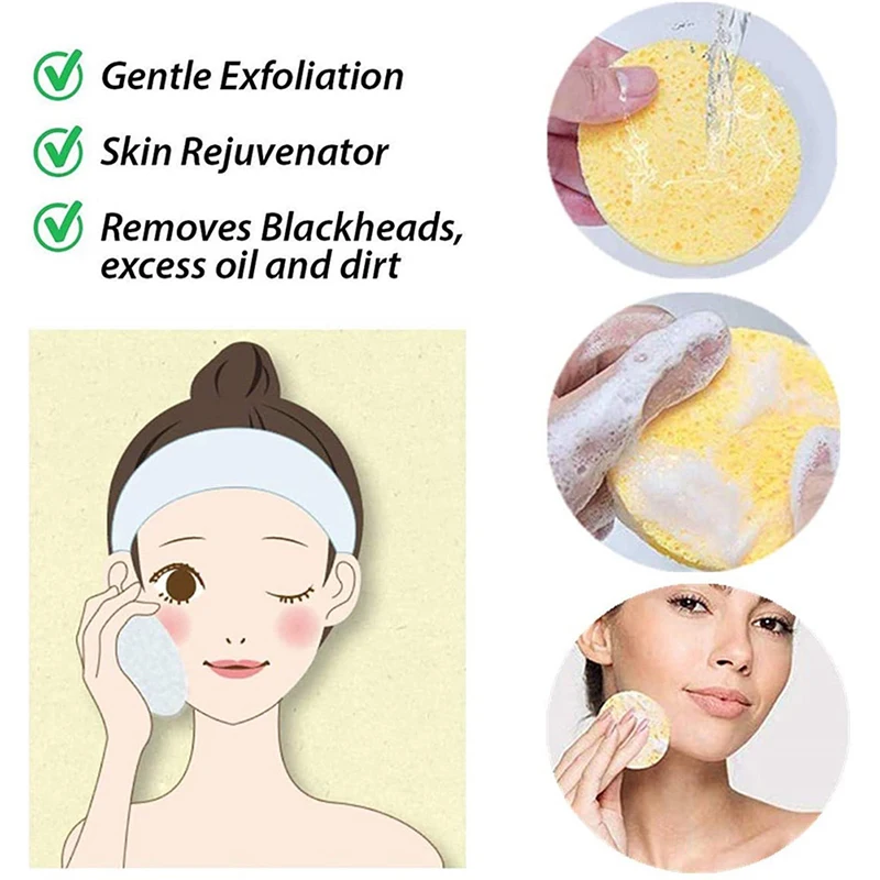 10Pcs Soft Facial Cleaning Sponge Pad Facial Washing Cleaning Compressed Cleanser Sponge Puff Spa Exfoliating Face Care