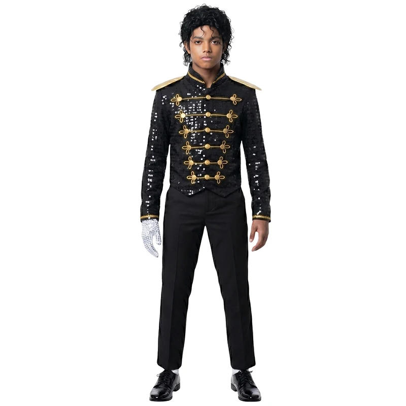 Child Pop Star Halloween Fancy Dress Up Michael Jackson Military Jacket Costume For Boy view 3
