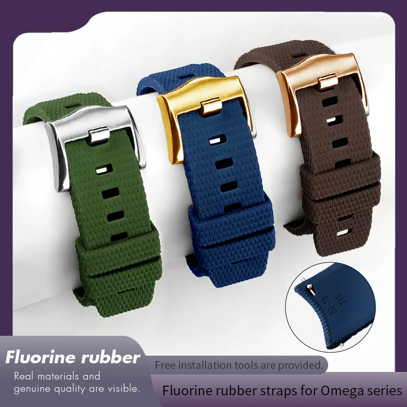 19mm 20mm 21mm 22mm Curved End Quick Release Soft FKM Fluororubber Watchband for Omega Tudor IWC Seiko Colored Sport Watch Strap