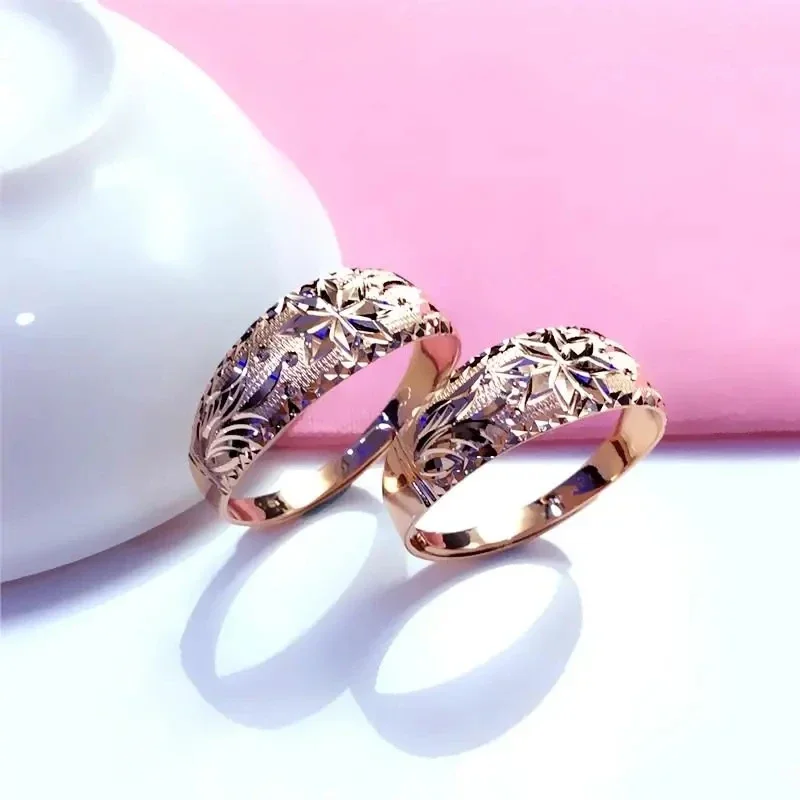 585 purple gold 14K rose gold luxury shiny rings for women opening exquisite craftsmanship new classic jewelry mothers day gift