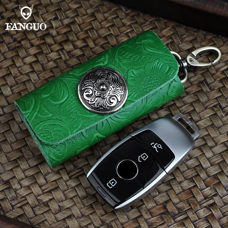 Couro genuíno Housekeeper Keys Chain Pocket, EDC Car Key Pouch Bag, pequeno organizador chave, sacos vintage para mulheres e homens