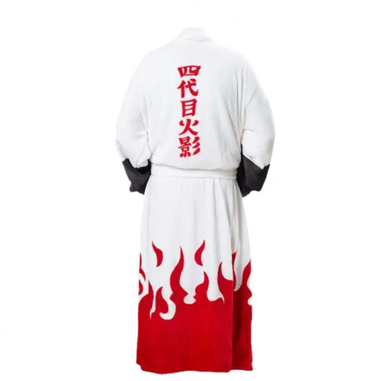 Naruto Cosplay Uchiha Itachi Generation 4/7 Fire Shadows Flannel Thickened Bathrobe Thermal Nightgown for Young Couples Pajamas