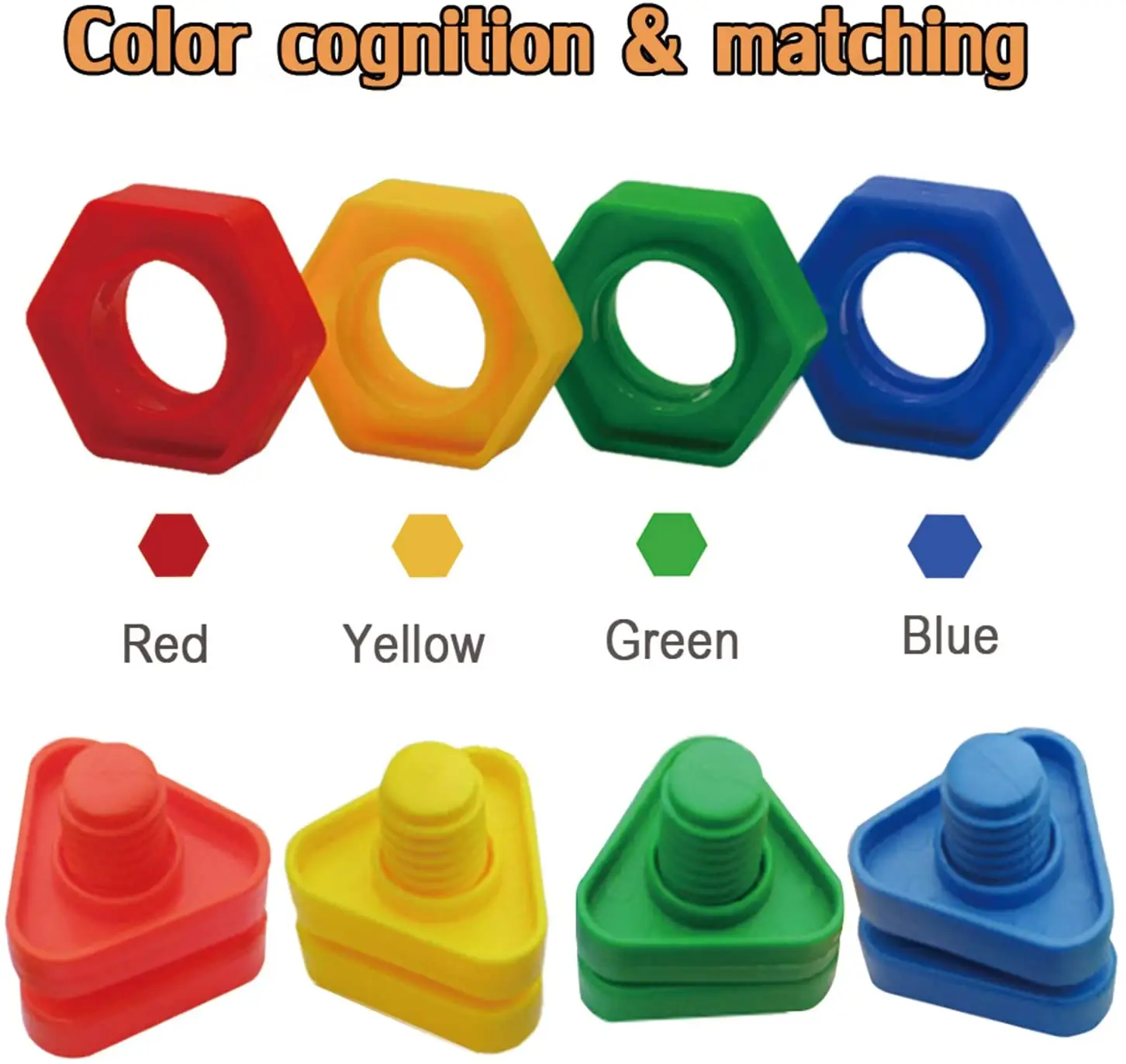 6Pcs Nut Shape Screw Building Blocks Match Puzzle Toys For Children Infant Montessori Shape Color Recognize Educational Toys