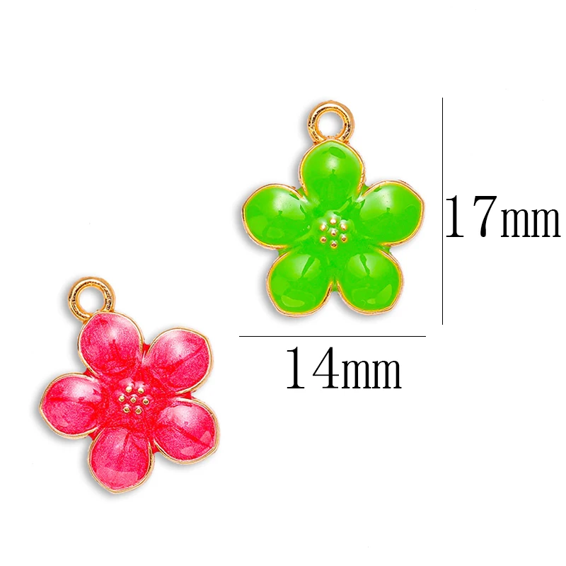 20pcs 14*17mm Enamel Cherry Blossom Flower Charms Cute Camellia Pendant Women's Necklace Earrings DIY Jewelry Making Accessories