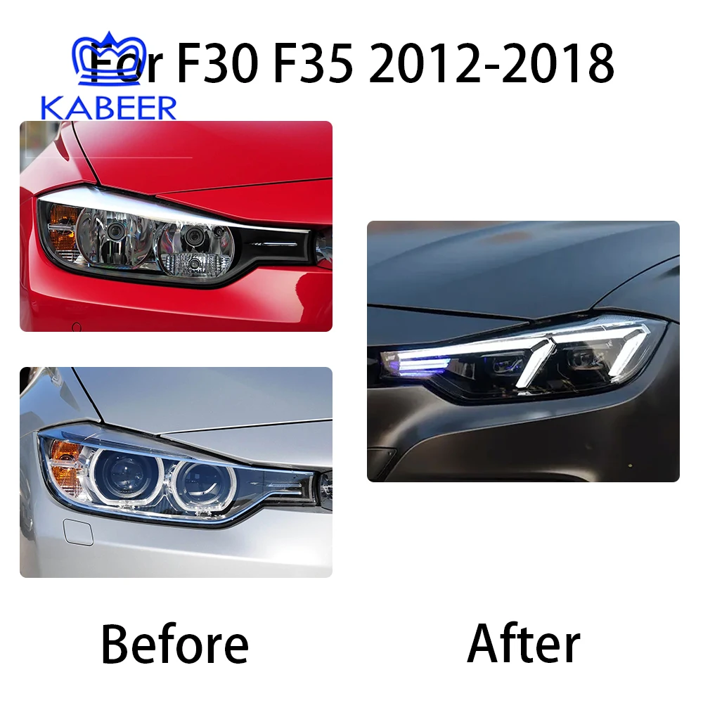 

2 шт. обновленная светодиодная фара для BMW 3 серии F30 F35 2012-2018, фара с динамическим сигналом, линза проектора «ангельский глаз», PnP