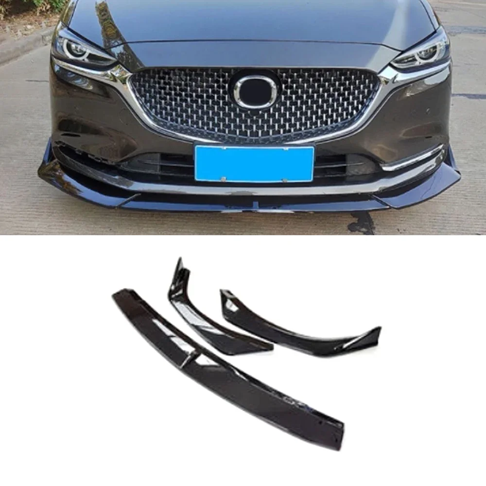 

For Mazda 6 Atenza 2019-2022 3PCS Auto Car Front Bumper Lip Splitter Plate Trim Spoiler Diffuser Deflector Body Kit Canard Guard