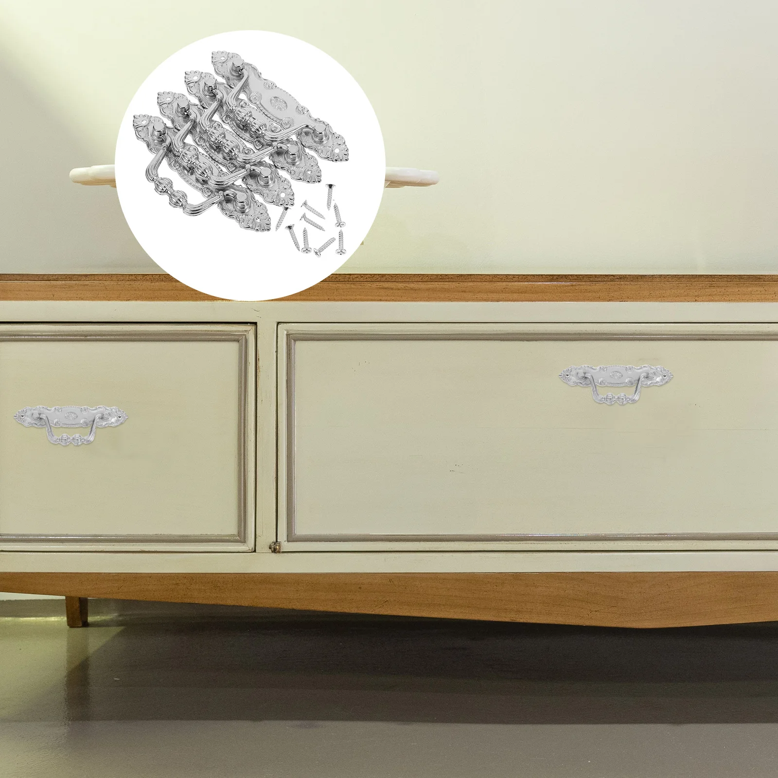 

4 Pcs Handle Cupboard Handles Dressing Table Cabinet Knobs Pull Zinc Alloy Door Decorative Vintage