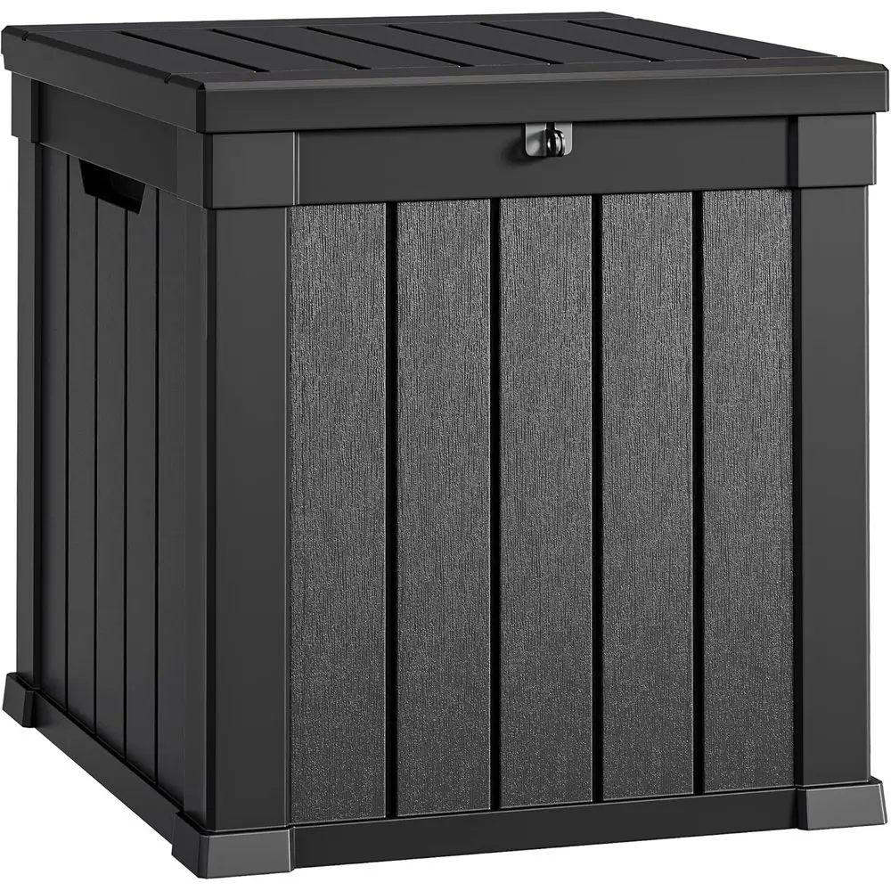 

Outdoor Storage Container with Lockable Lid, Side Handles, Weather-resistant, 51 Gallon, Black