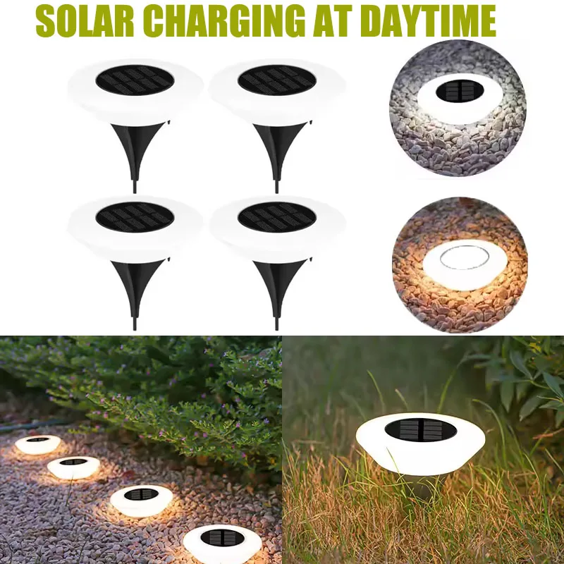 Lampes solaires au sol, lot de 1/4, lampes LED pour pelouse, lampes de sol extérieures, éclairage paysager pour jardin, allée, cour, terrasse, camping, décoration