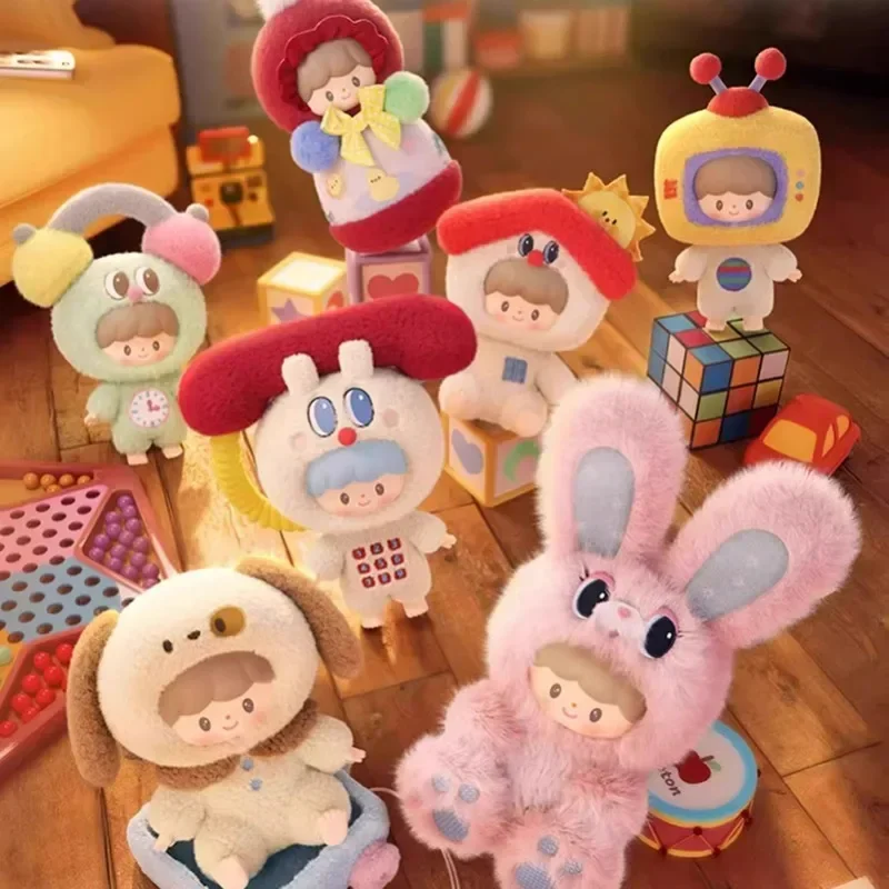 

New Zzoton Happy Childhood Series Blind Box Vinyl Plush Doll Pendant Bag Charm Kawaii Cartoon Decor Toy Adult Kids Surprise Gift