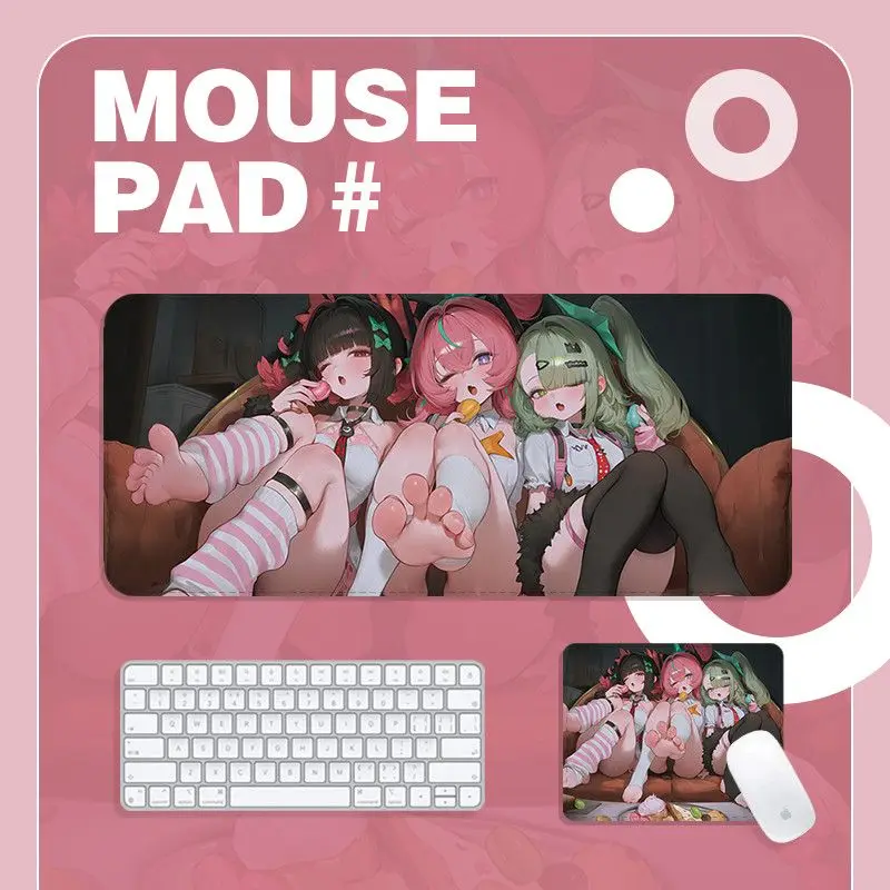 Anime Mouse Pad Large Anime Mouse Pad Extended Desk Mat Non Slip Rubber Base Stitched Edge Washable Keyboard Pad For Gaming Desk
