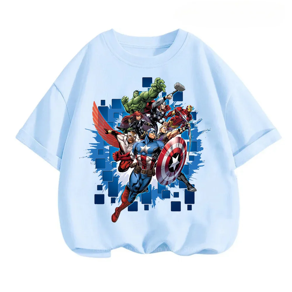 Avengers Summer Craze for Kids Boys Girls Love Marvel's Hip-Hop Cool T-shirts Stylish Comic Prints O-neck Fashion Soft Laid-back