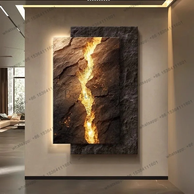 Advanced sandstone painting, porch decorative painting, light luxury corridor aisle hanging painting atmosphere with lights