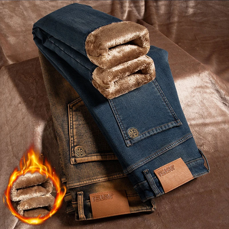 Embroidery On Jeans - Новые зимние мужские джинсы с флисовой
