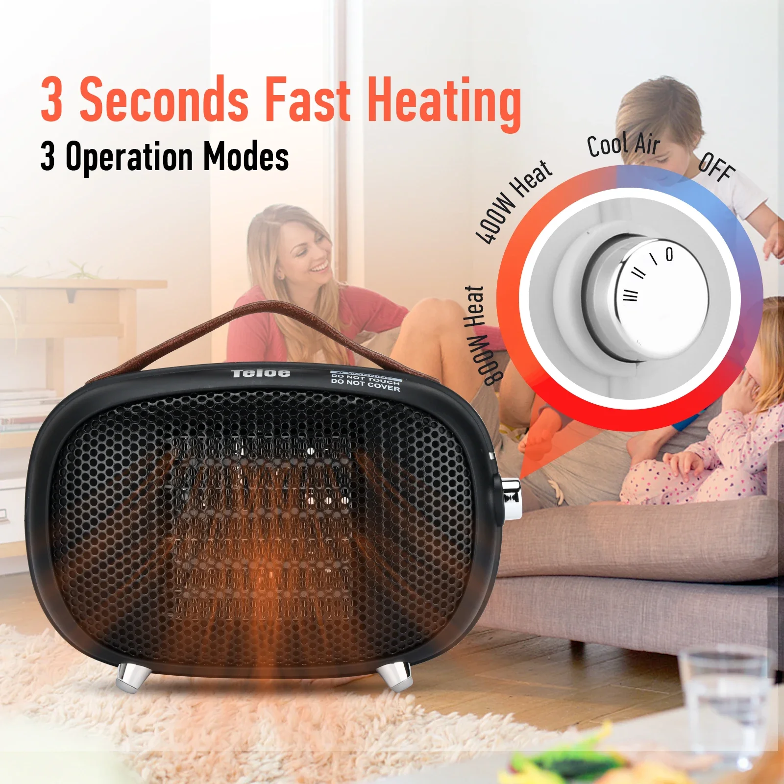 2025 رائجة البيع 110 فولت 120 فولت 400 واط 800 واط التخييم استخدام غرفة القدم مروحة محمولة سخان الهواء الكهربائي