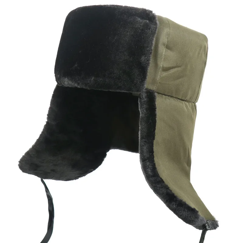 Sombrero Ushanka ruso con insignia soviética para hombre, gorros de nieve a prueba de viento, piel de conejo sintética, grueso, cálido, al aire