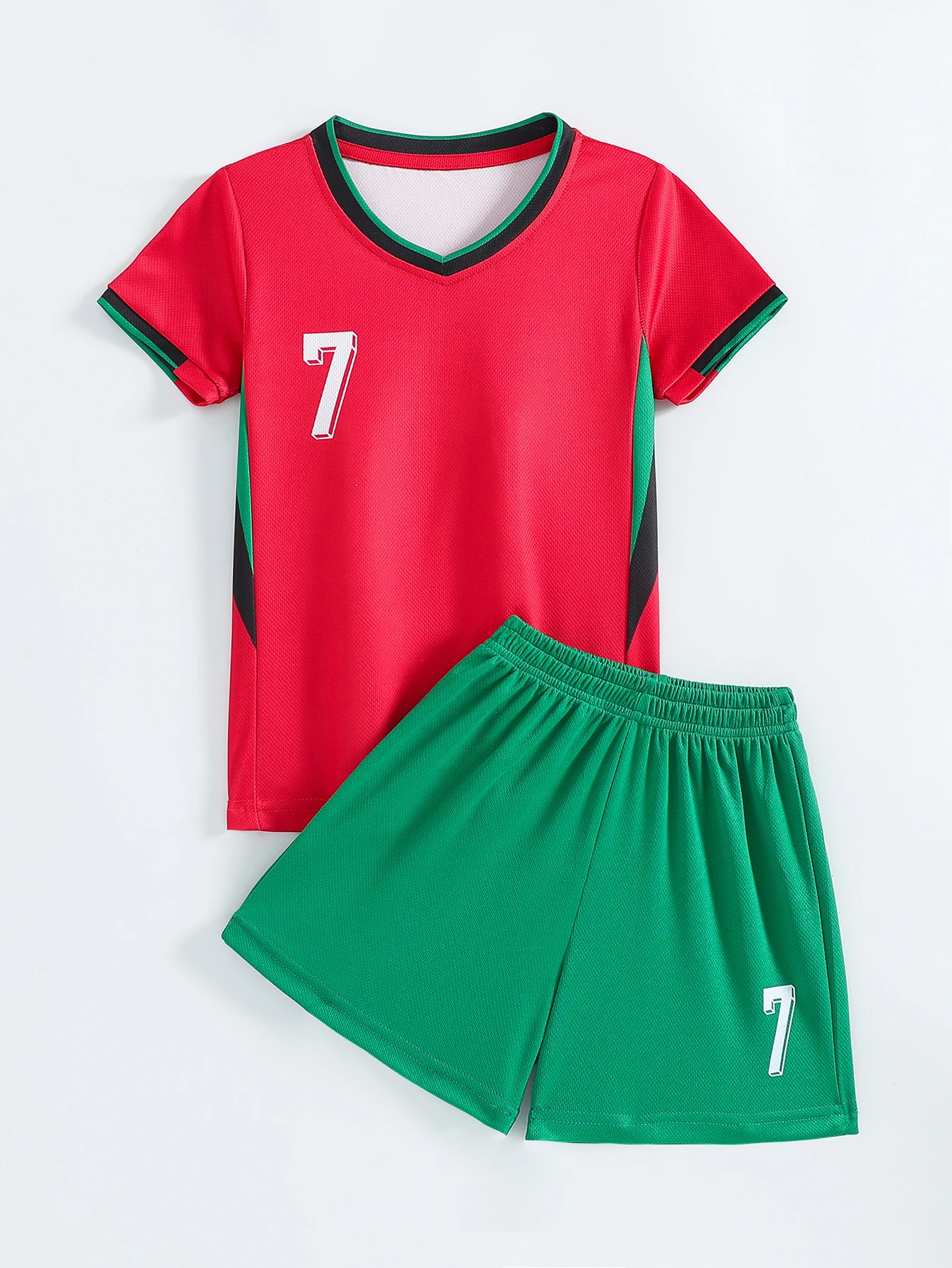 For Portugal CR Style Ronaldo 7# Personalized Name & Number Kids Custom Soccer Jersey Set Customized Boy Football Uniforms