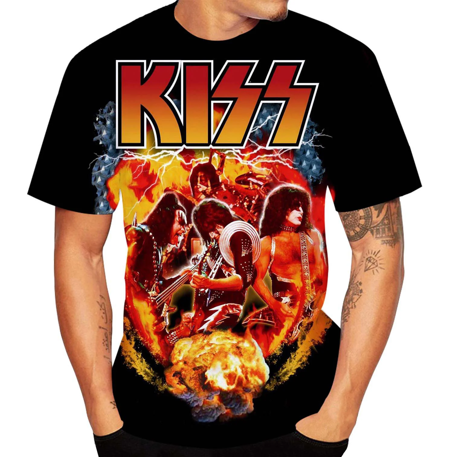 Summer New T-Shirts Kiss Rock Band 3D Print Streetwear Men Women Fashion Oversized Short Sleeve T Shirt Kids Tees Tops Clothing