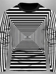 Optical Illusion 3d Print T Shirt Men Women Fashion T-shirt Kids Hip Hop Tees Dizzy T Shirt Casual Oversized Long Sleeve Tshirts